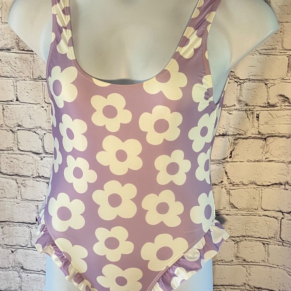 Sugar Thrillz Ruffle Retro Flower 1pc  Swim Suit, Size L - Picture 2 of 9